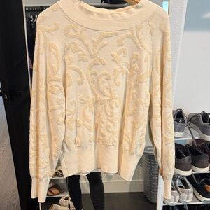 Anthropologie Cream Textured Cowl Sweater